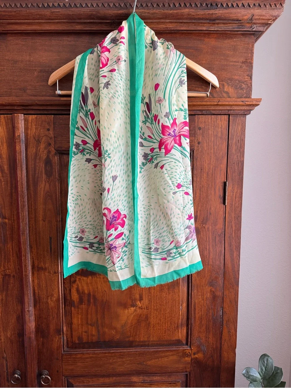 Oscar de la Renta silk floral scarf